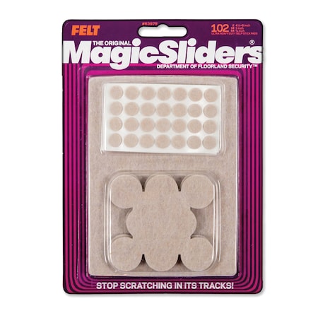 Magic Sliders Magic Sliders Felt Self Adhesive Protective Pads Oatmeal Assorted 102 pk 63979